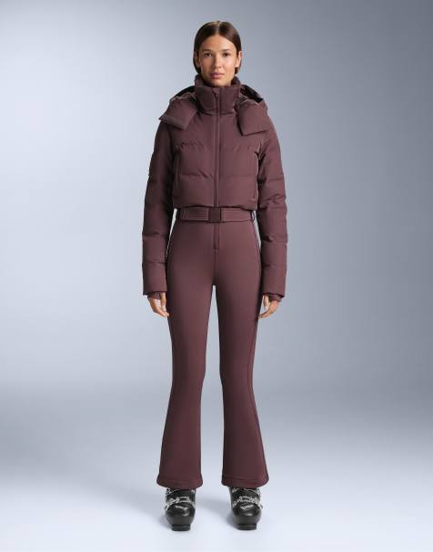OYSHO – Minardi Piume – Wattierter, wasserdichter Ski-Jumpsuit in dunklem Weinrot mit 80% Daunen und 20% Federn - view 1