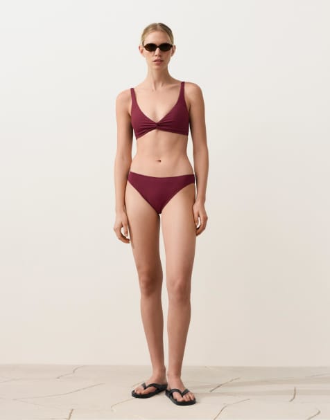 OYSHO Mini check jacquard bikini set in purple - view 1