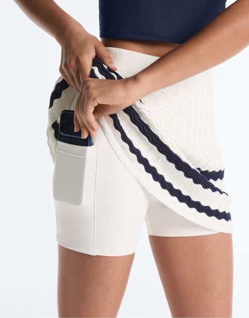 OYSHO - Mini-jupe en maille effet ondulé - Écru pâle, 3 de 4
