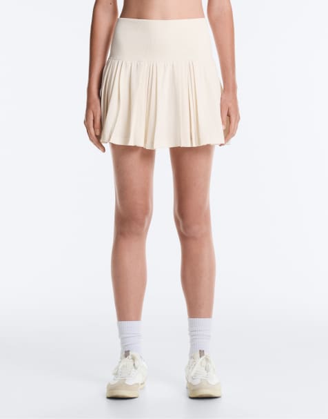 Oysho - Mini-jupe plissée à taille haute en tissu sans coutures - Écru pâle - view 1