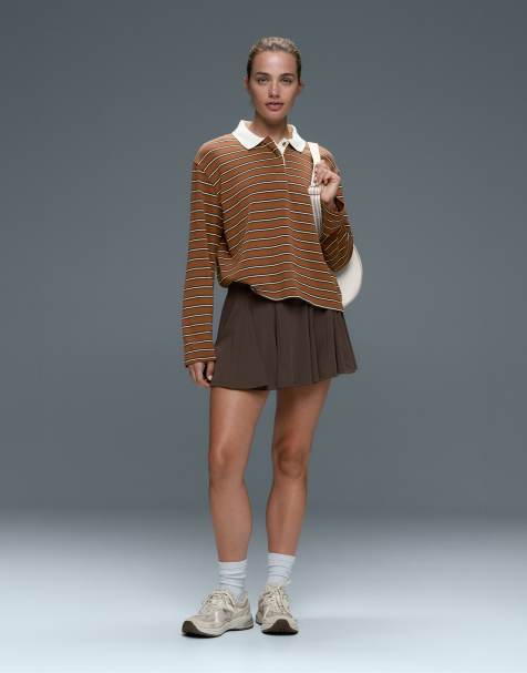 OYSHO minigonna godet leggera marrone - view 1