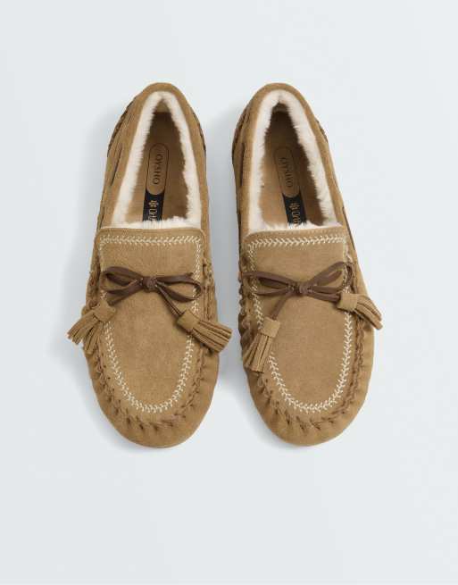 OYSHO mocassins à pampilles en cuir marron toasté, 3 de 5