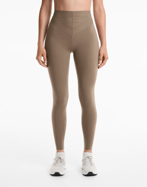 OYSHO – Mockabruna, panelsydda, ankellånga leggings med hög midja, kompression och bålkontroll på 65cm - view 1