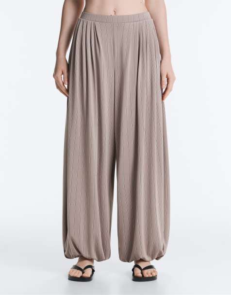 OYSHO Modal-blend pinstripe joggers in grey - view 1