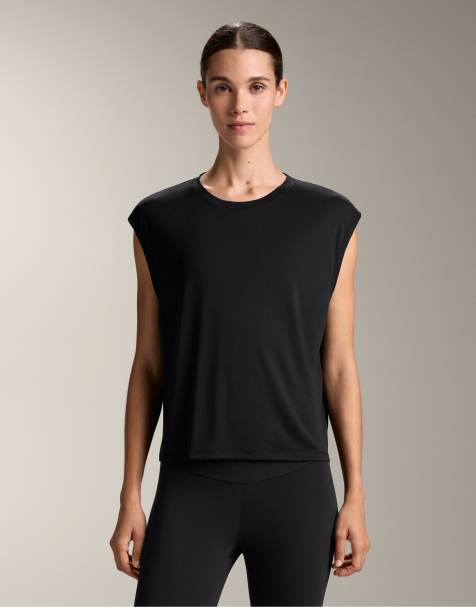 OYSHO modal blend sleeveless t-shirt in black - view 1