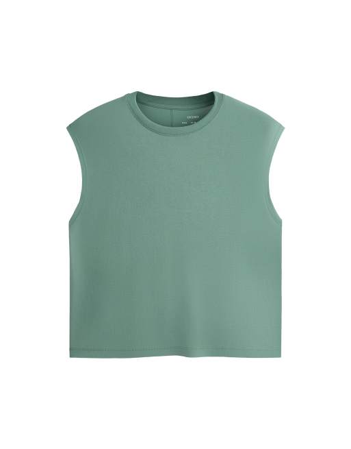 OYSHO Modal blend sleeveless t-shirt in green, 7 of 7