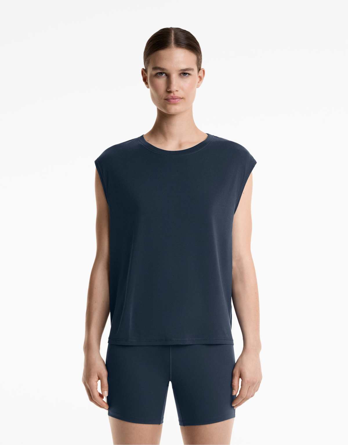 Oysho modal blend sleeveless t-shirt in midnight blue