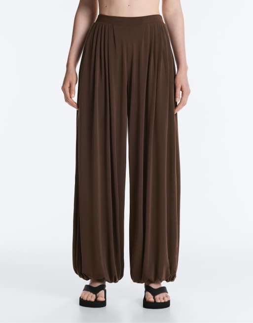 OYSHO Modal-blend soft-touch joggers in dark brown, 4 of 4