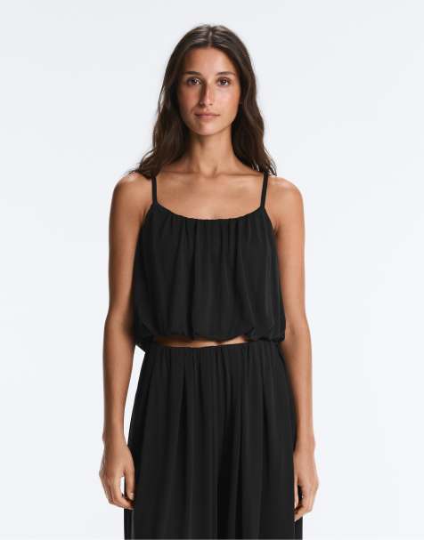 OYSHO Modal blend strappy top in black - view 1
