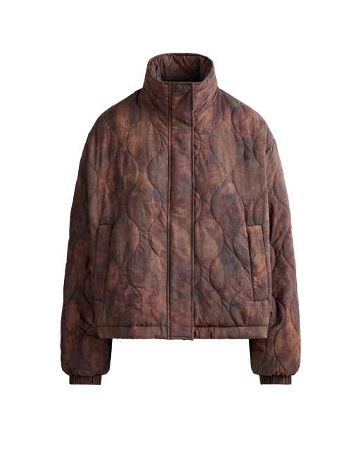 OYSHO mönstrad fellex® aerogel kort vadderad jacka i brun, 5 av 5