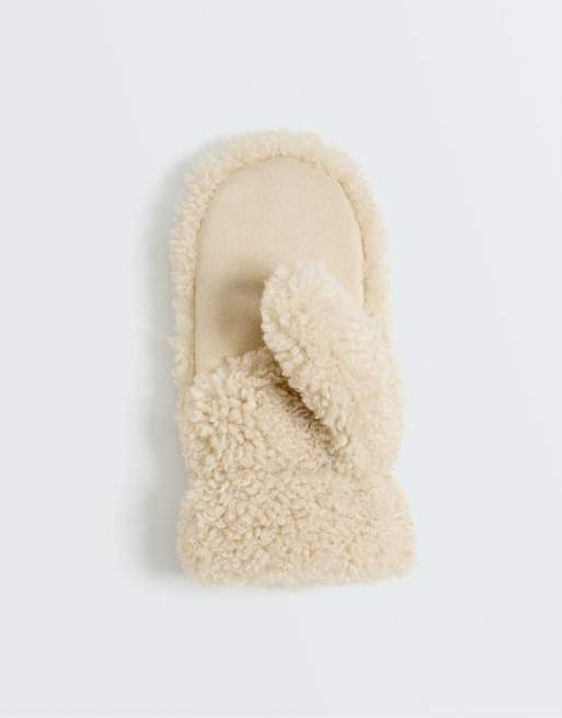 OYSHO moufles effet peau lainée en écru, 2 de 4