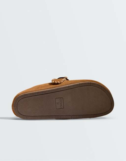 OYSHO mule en cuir refendu à boucle marron, 5 de 5