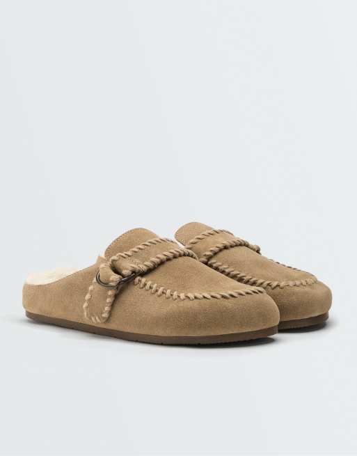 OYSHO mule in pelle crosta con fibbia, sabbia, 2 di 5