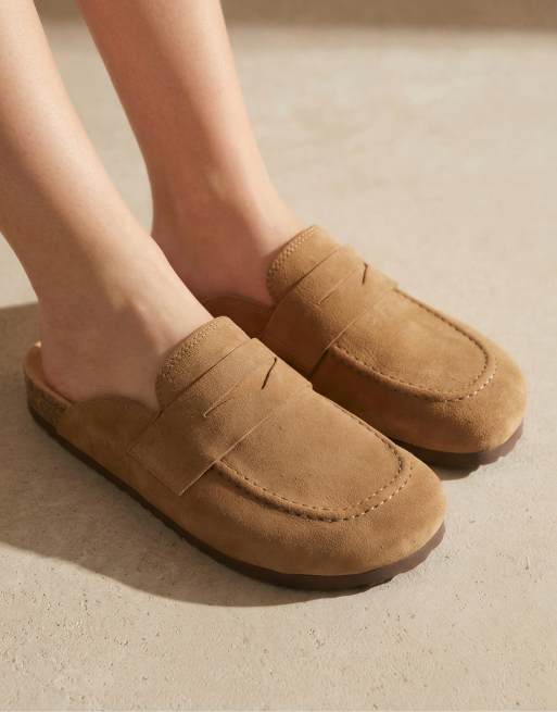 OYSHO – Mules aus Spalt-Wildleder in Braun geröstet, 6 von 7