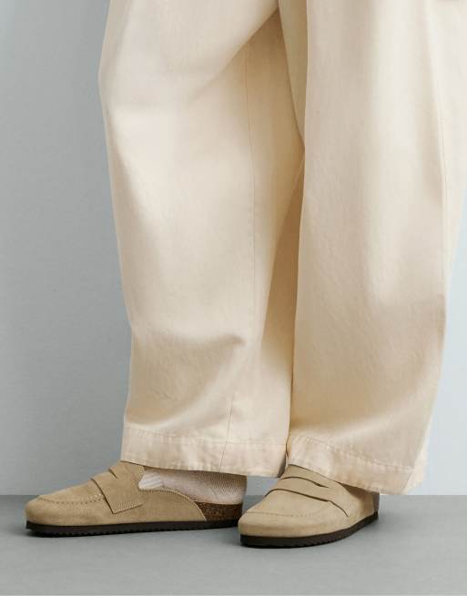 OYSHO – Mules aus Spalt-Wildleder in Sand, 2 von 6