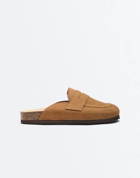 Oysho - Mules fendues en daim - Marron toasté - view 1