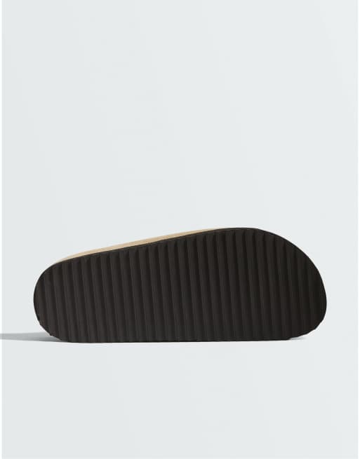 OYSHO mules i sandfarve i ruskind, 2 af 5