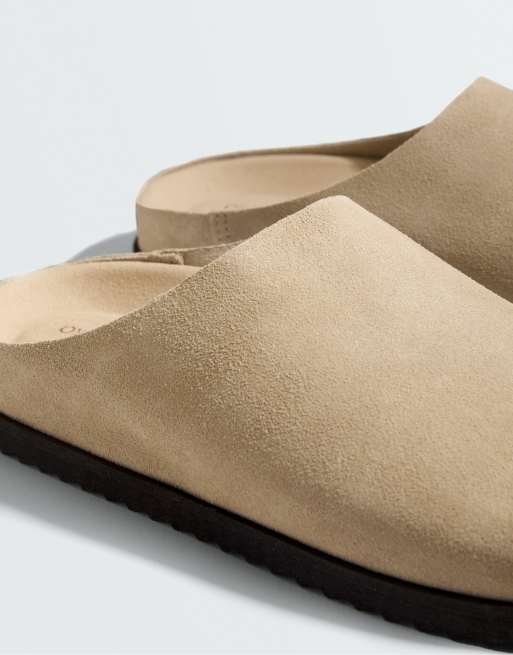 OYSHO mules i sandfarve i ruskind, 5 af 5