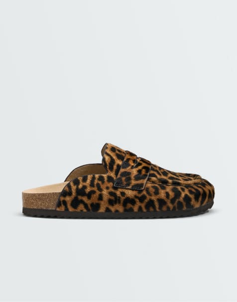 OYSHO - Mules i spaltlæder med leopardprint - view 1