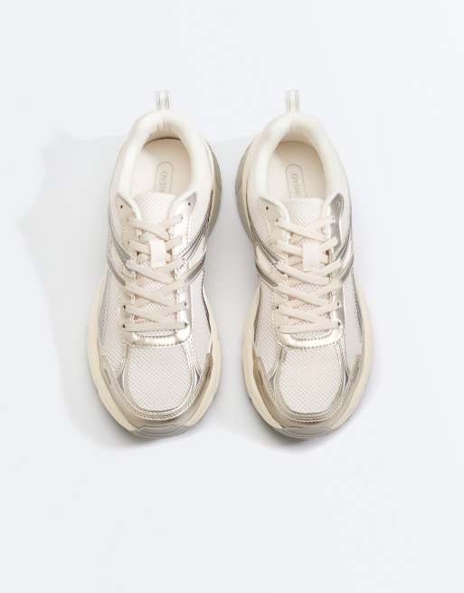 OYSHO Multi-piece freetime trainers in ecru, 3 of 4