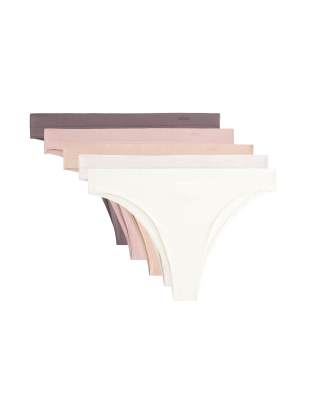 OYSHO - Nahtlose, brasilianische Slips in Koralle mit weicher Haptik, 5er-Pack-Orange