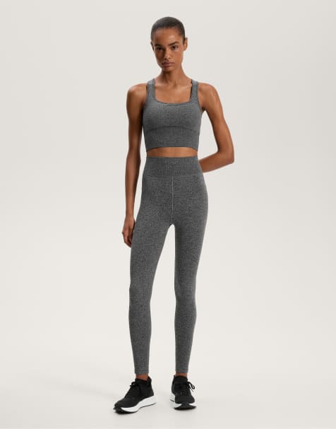 OYSHO – Nahtlose, knöchellange Leggings in meliertem Dunkelgrau, 65 cm - view 1