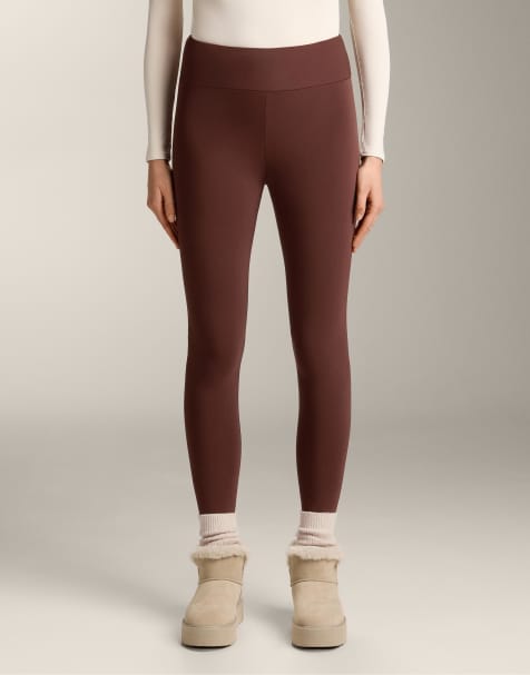 OYSHO – Nahtlose, ultrawarme, knöchellange Leggings in Burgunderrot mit hohem Bund, 70 cm Schrittlänge - view 1