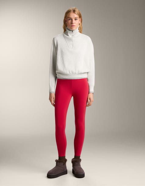 OYSHO – Nahtlose, ultrawarme, knöchellange Leggings in Rot mit hohem Bund, 70 cm Schrittlänge - view 1