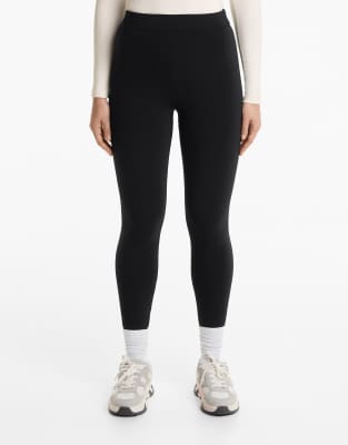 OYSHO - Nahtlose, ultrawarme, knöchellange Leggings in Schwarz mit hohem Bund, 70 cm Schrittlänge