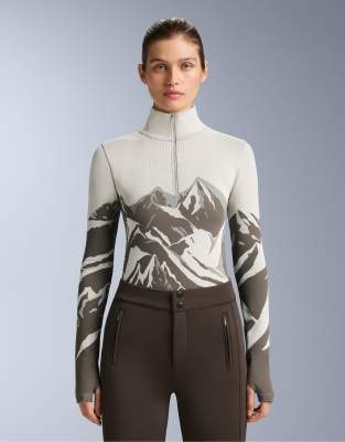 OYSHO - Nahtloses Baselayer-Thermo-T-Shirt in Hellrosa mit Print und kurzem Reißverschluss