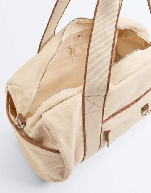 OYSHO – Naturvit bowlingväska i canvas, 3 av 4