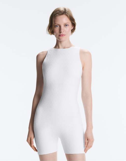 OYSHO – Naturvit, kort jumpsuit med comfortlux-broderi, 2 av 4
