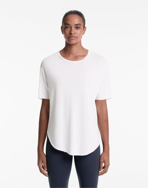 Oysho – Naturvit, kortärmad t-shirt i modalmix - view 1
