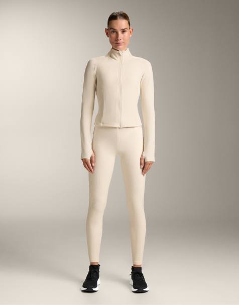 OYSHO – Naturvit, lätt, varm jacka i techstil med våfflad struktur - view 1