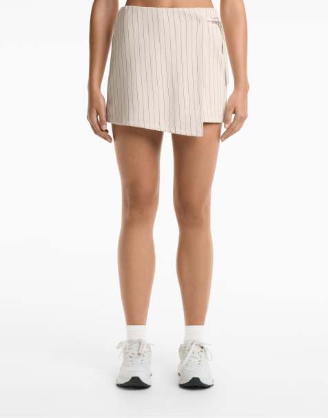 Oysho – Naturvit, mjuk skort i modal med knytning - view 1