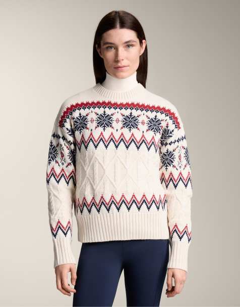 OYSHO – Naturvit, stickad tröja i jacquard med snöflingor - view 1