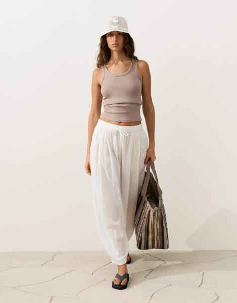 OYSHO – Naturvita ballongbyxor i 100% bomull - view 1