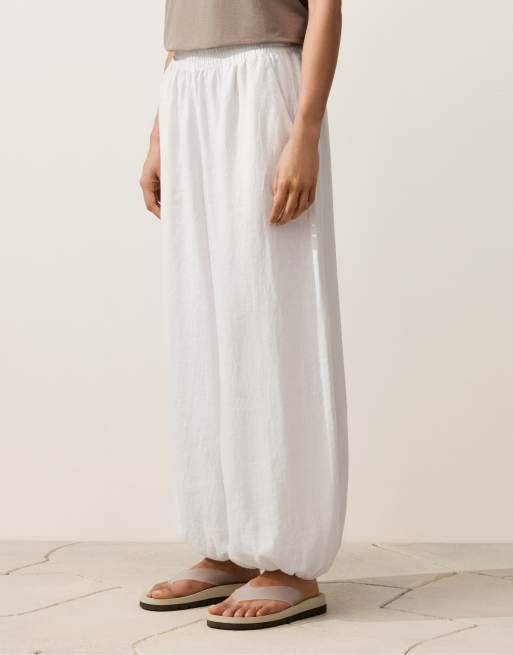 Oysho – Naturvita bloomer-byxor i 100% linne, 2 av 4
