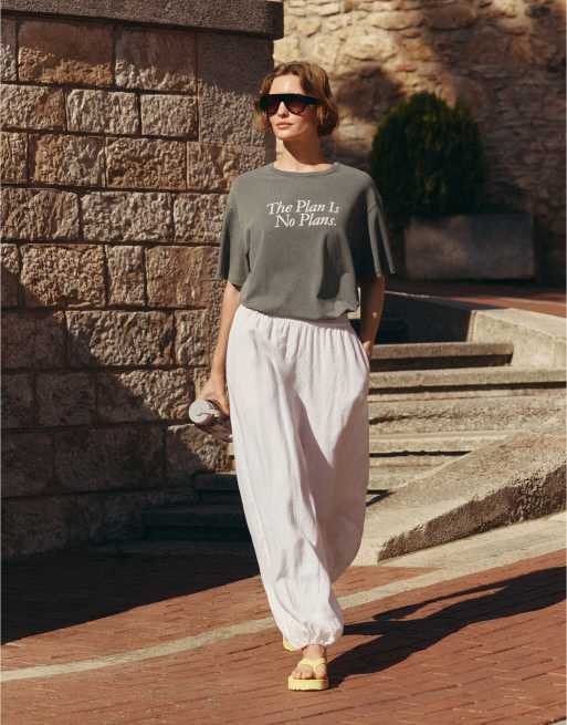 Oysho – Naturvita bloomer-byxor i 100% linne, 3 av 4