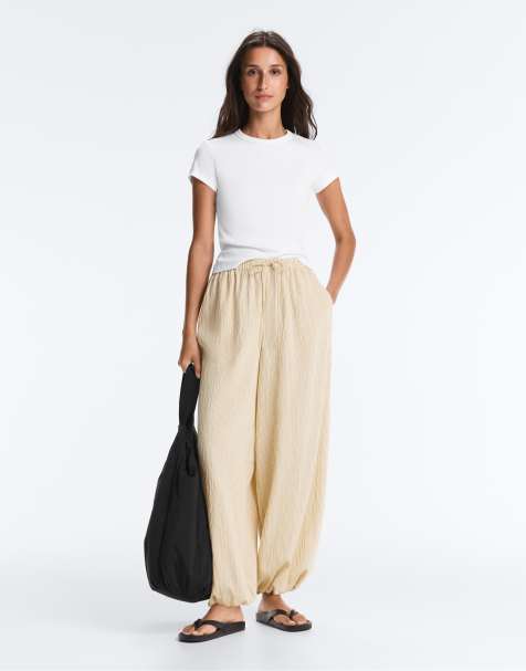 OYSHO – Naturvita bloomer-byxor i maxilängd - view 1