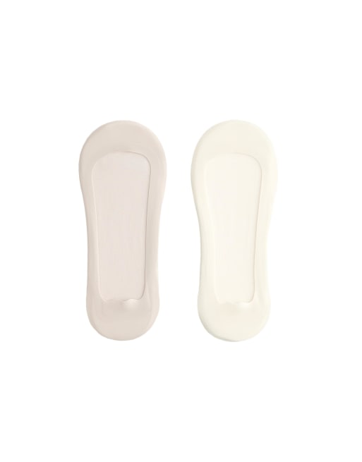Oysho – Naturvita, osynliga strumpor med låg skärning över fotryggen i mikrofiber, 2-pack