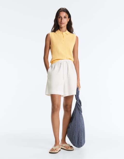 OYSHO – Naturvita shorts i bomullsmix, 3 av 4
