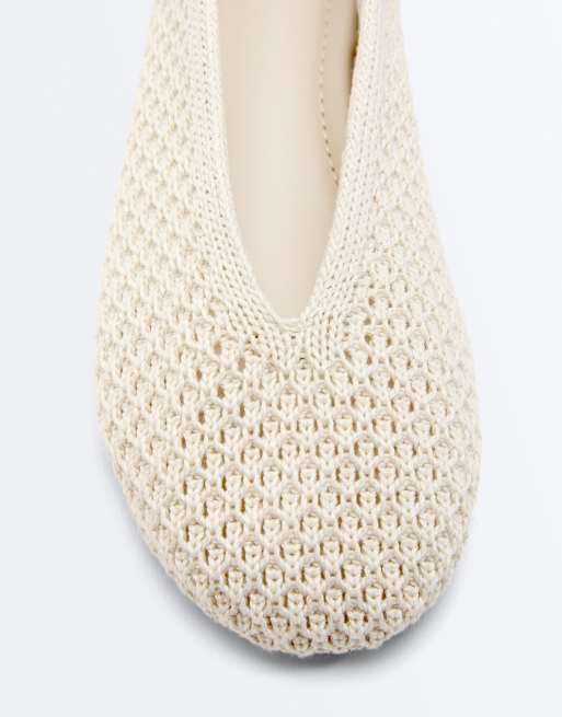 OYSHO – Naturvita, virkade ballerinaskor, 6 av 6