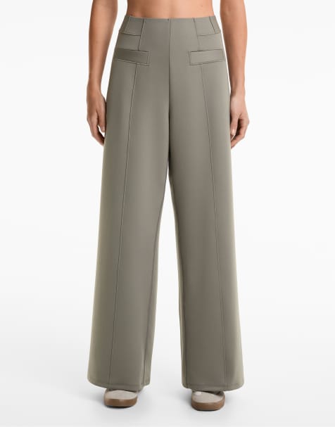 OYSHO Neoprene-effect balloon trousers in green - view 1