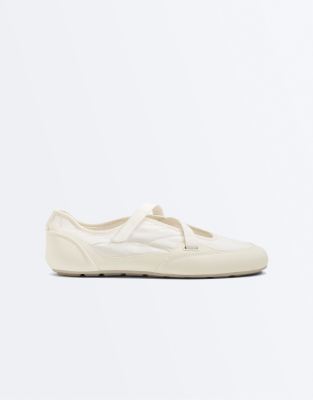  Nylon sport ballet flat in ecru