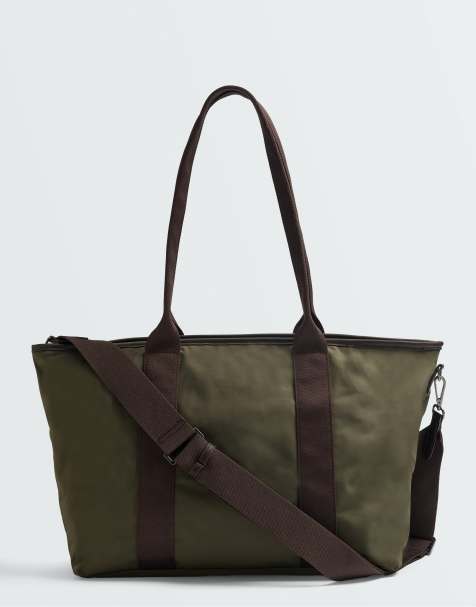 OYSHO Nylon tote bag in khaki - view 1