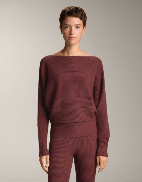 OYSHO Off-shoulder rib knit jumper in green