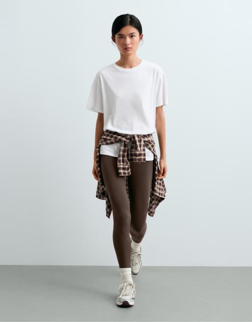 OYSHO - Offwhite oversized T-shirt i bomuldsblanding med korte ærmer, 2 af 5