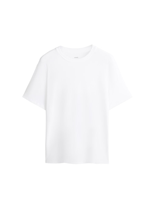 OYSHO - Offwhite oversized T-shirt i bomuldsblanding med korte ærmer, 5 af 5