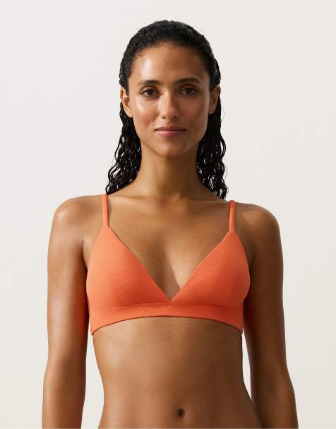 OYSHO – Orange bikiniöverdel i pikétyg och trekantsmodell - view 1